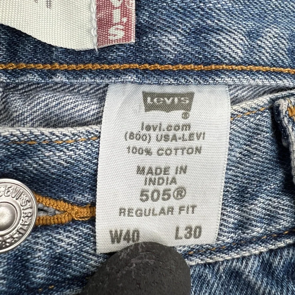Vtg Levi's 505 Regular Fit Jeans 40x30 Blue Y2K Straight Leg Denim 100% Cotton